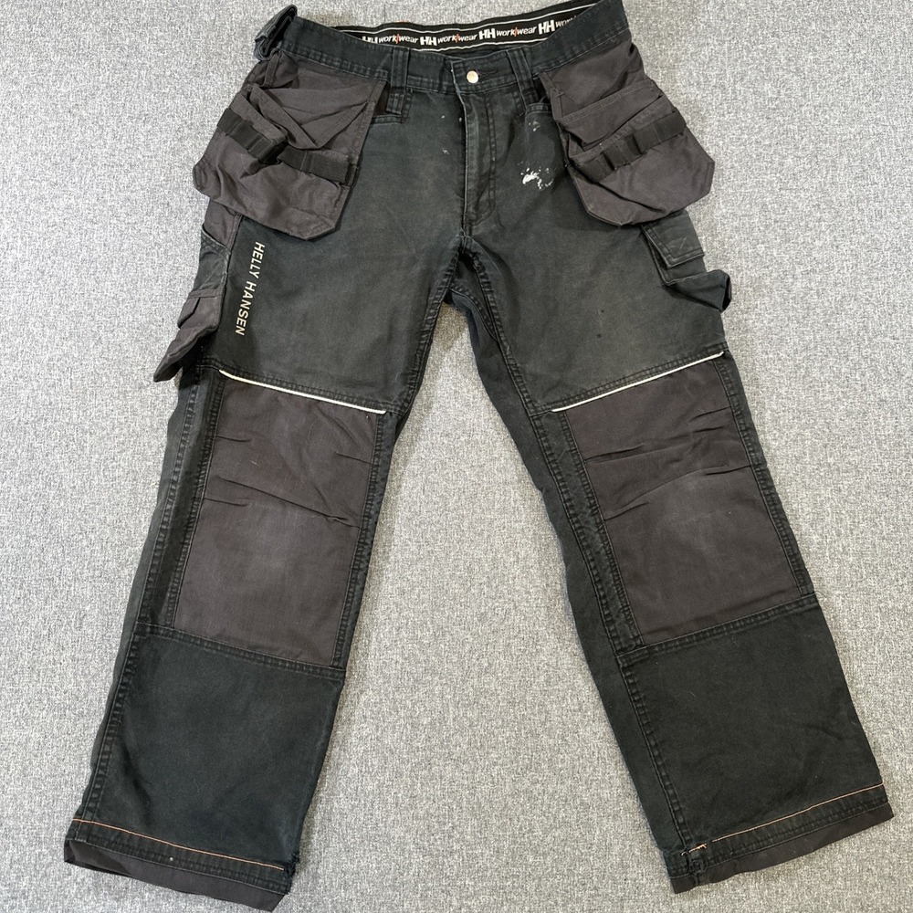 Helly Hansen Workwear Cargo Pants Men's 36x32 Black Utility Carpenter Work Pants